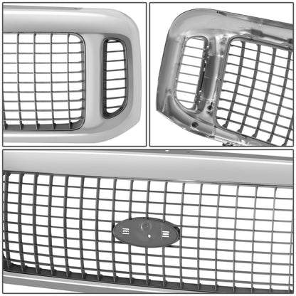 PARRILLA GRILLE - FD F350 '99-'04/EXCSON '00-'05/ GRILLE ASS'Y 00-04/ CHARCOAL W/CHROME FRAME/ (EXCURSION)//PARTS.NO,FO1200448//OEM NO,1C7Z8200AAA