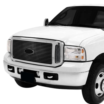 PARRILLA GRILLE - FD F350 P/U '05-'07(SUPR DUTY)/ GRILLE ASS'Y/ CHROME/BLACK W/BILLET//PARTS.NO,FO1200459//OEM NO,6C3Z8200AAA