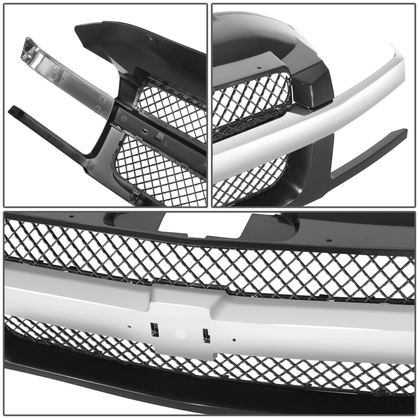 PARRILLA GRILLE - CV AVALANCH 02-06/ GRILLE ASS'Y/ MAT-BLACK W/CHROME MOULDING/ (W/BODY CLADDING)//PARTS.NO,GM1200543//OEM NO,19168631