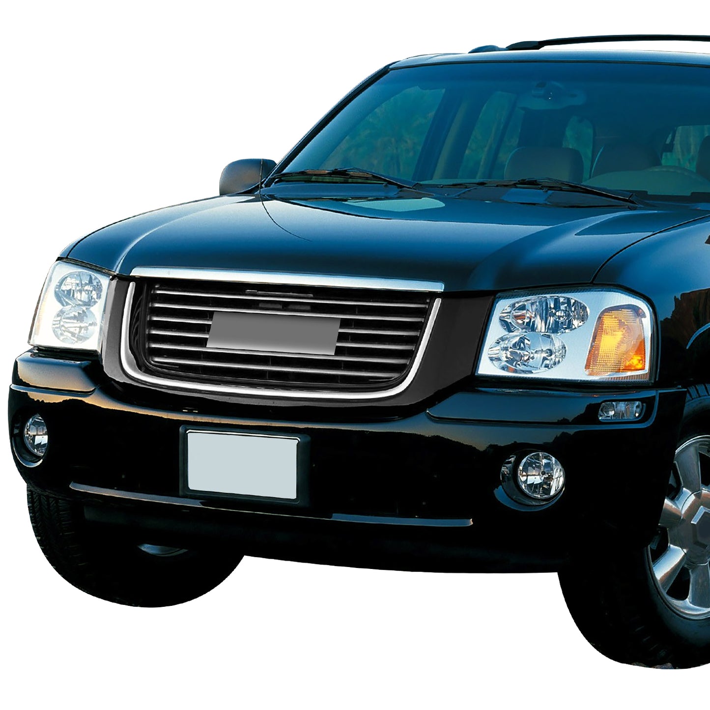 PARRILLA GRILLE - GM ENVOY '02-'09/ GRILLE ASS'Y 06-09/ CHROME SILVER/BLACK/ (W/O H/L WASH TYPE) (SLT)/ (SAME S15 JIMMY)//PARTS.NO,GM1200604//OEM NO,19121042