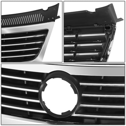 PARRILLA GRILLE - VG PASAT '05-'10/ GRILLE ASS'Y/ MAT-BLACK W/CHROME MOULDING/ W/PARKING AID,W/SENSOR H./ (BIG LOGO)