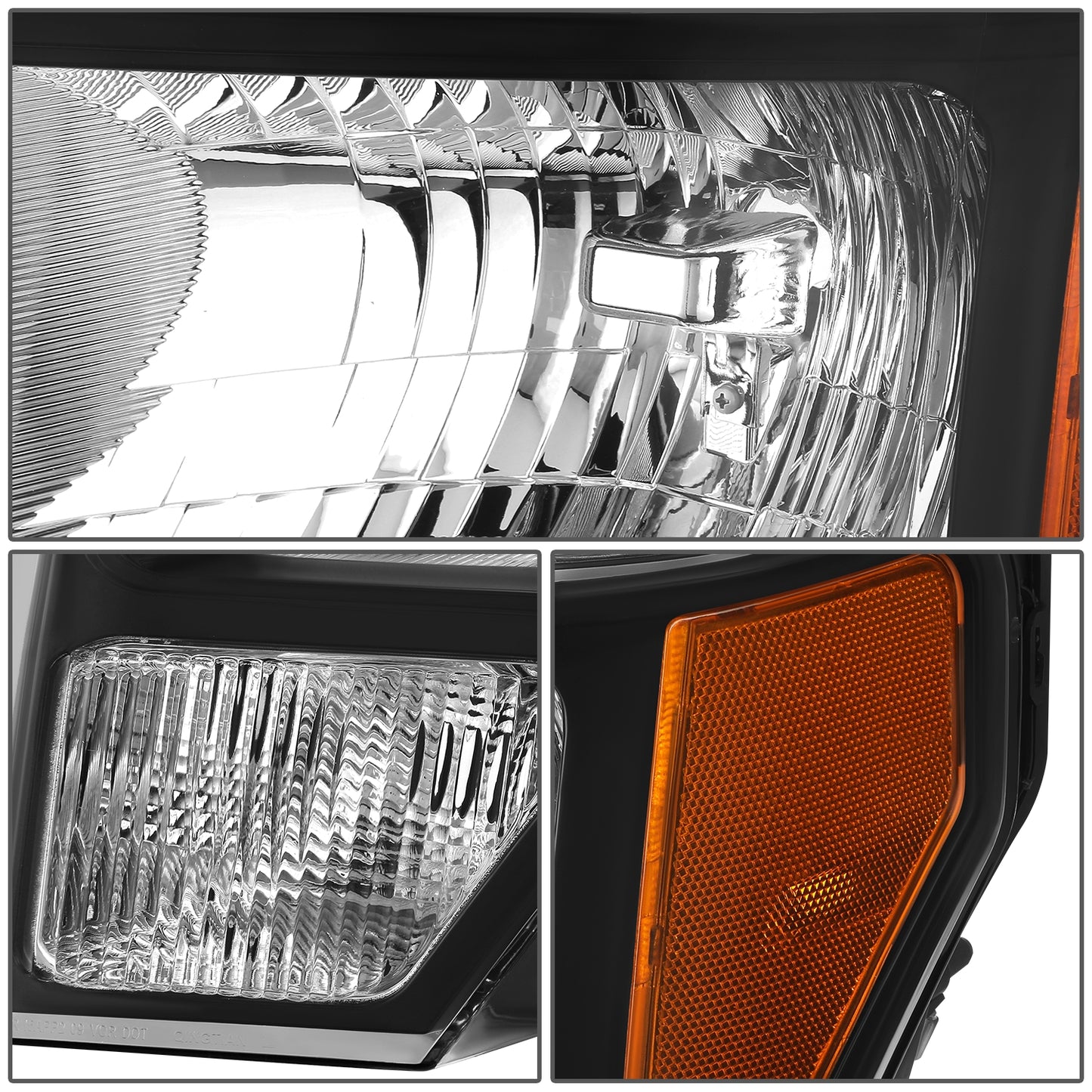 FAROS OE STYLE - 10-14 FORD F-150 - WITH FACTORY BLACK HOUSING - WITH HALOGEN HEADLAMPS - 9008 HIGH / LOW BEAM / 168 MARKER / 3157NA - BLACK HOUSING - LEFT