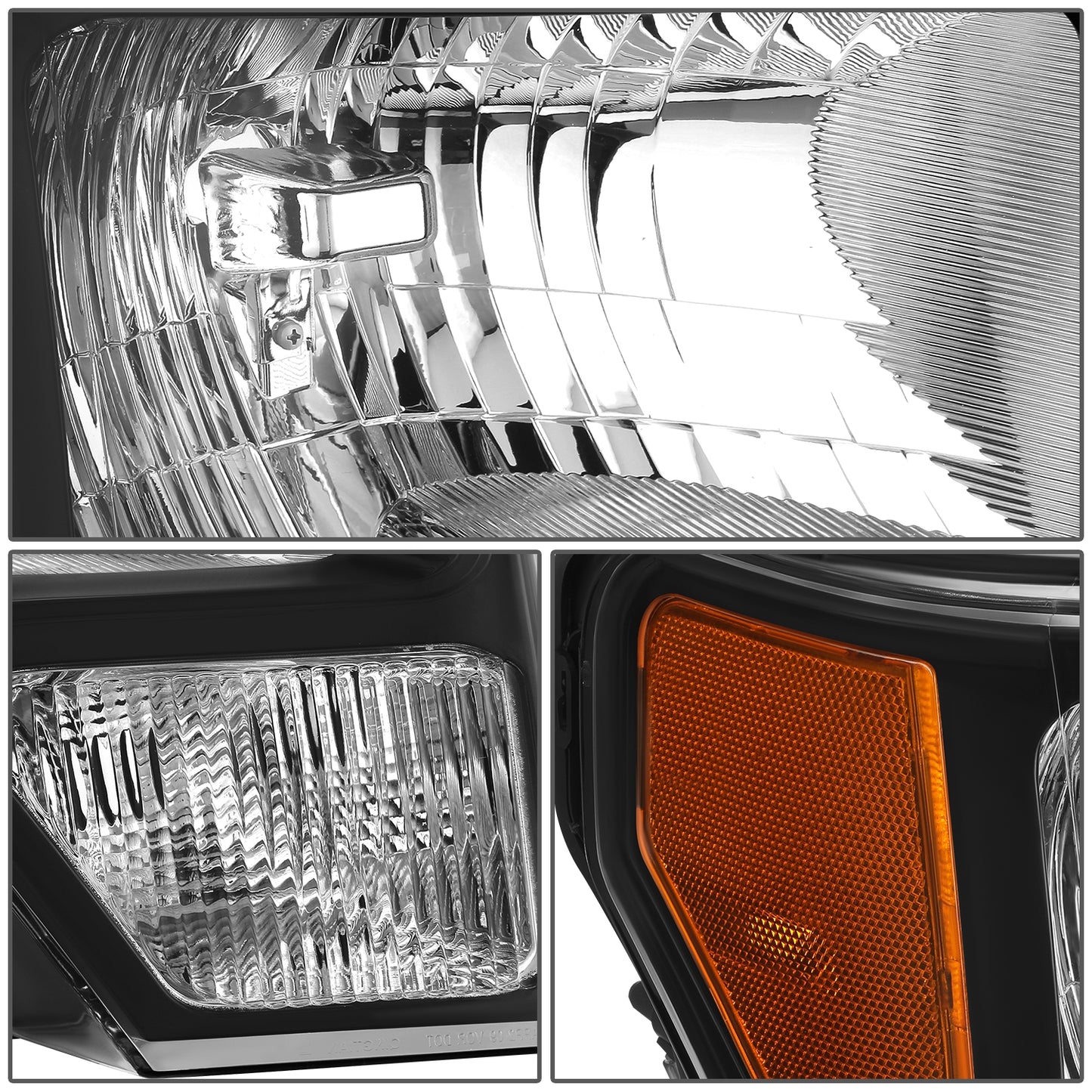 FAROS OE STYLE - 10-14 FORD F-150 - WITH FACTORY BLACK HOUSING - WITH HALOGEN HEADLAMPS - 9008 HIGH / LOW BEAM / 168 MARKER / 3157NA - BLACK HOUSING - RIGHT