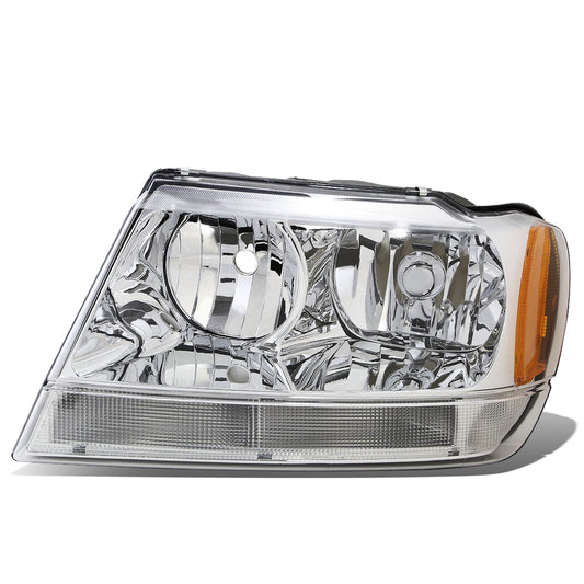 FAROS OE STYLE - 99-04 JEEP GRAND CHEROKEE WJ - 9006XS LOW BEAM / 9005XS HIGH BEAM - CHROME HOUSING - LEFT