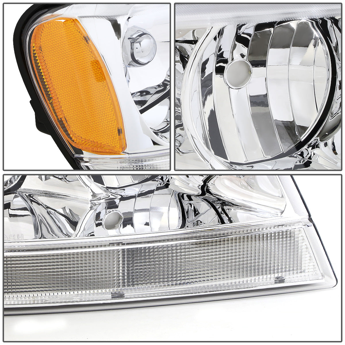 FAROS OE STYLE - 99-04 JEEP GRAND CHEROKEE WJ - 9006XS LOW BEAM / 9005XS HIGH BEAM - CHROME HOUSING - RIGHT
