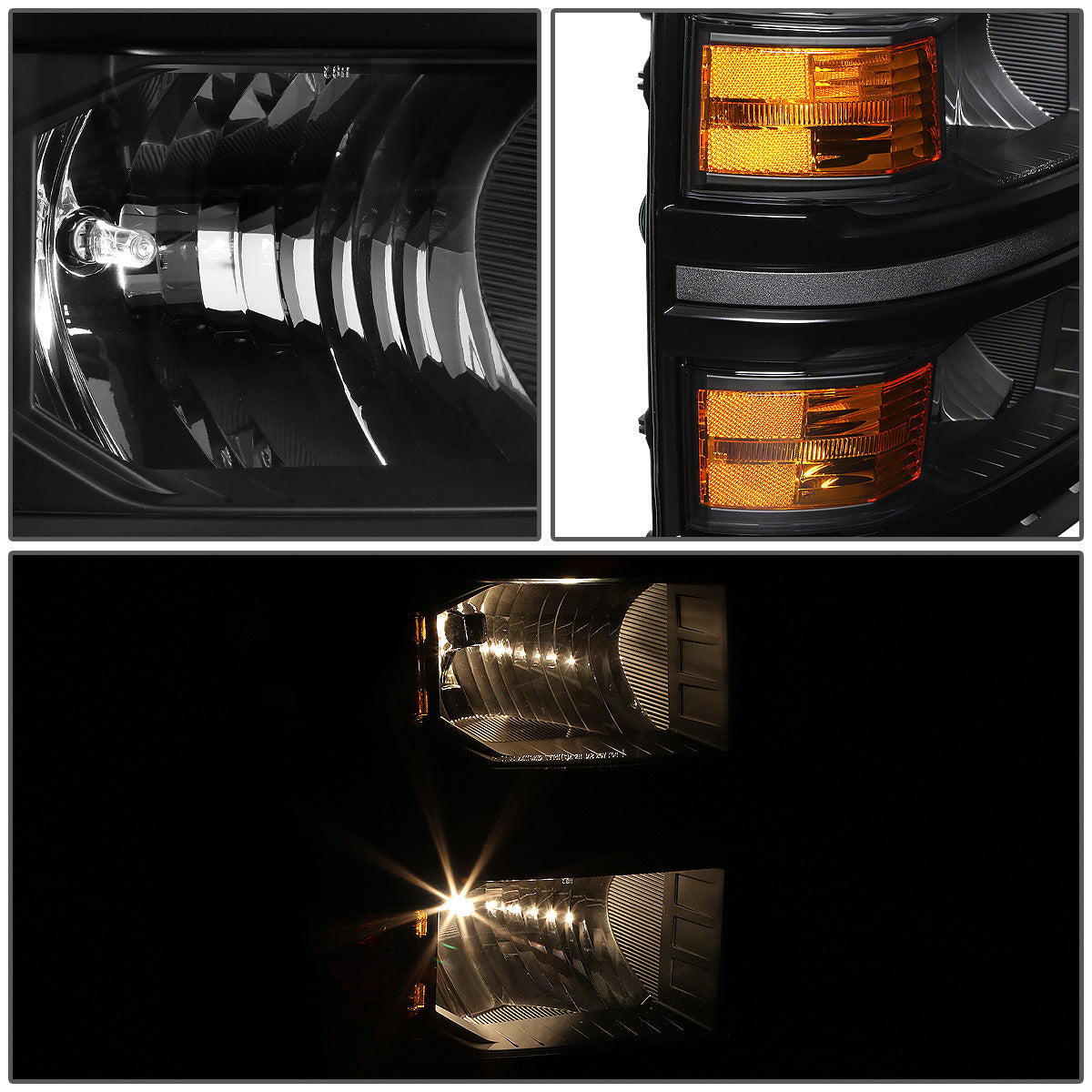 FAROS OE STYLE - 14-15 CHEVROLET SILVERADO 1500 - USES 9005 HIGH/H11 LOW BEAM BULBS - BLACK HOUSING - RIGHT