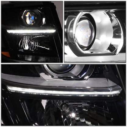 FAROS OE STYLE - 15-20 CHEVY TAHOE / 15-20 CHEVY SUBURBAN / 16-19 CHEVY SUBURBAN 3500HD - USES 9005 HIGH/H7 LOW BEAM BULBS - BLACK HOUSING - RIGHT