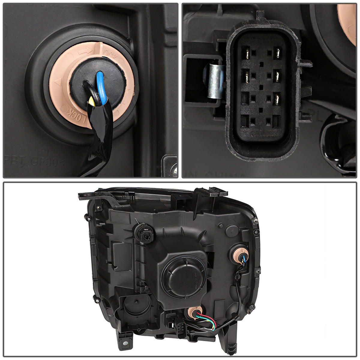 FAROS OE STYLE - 14-18 GMC SIERRA 1500 / 15-19 GMC SIERRA 2500HD, 3500HD - ONLY FITS HALOGEN HEADLIGHT MODELS WITHOUT LED DRL - H7 HIGH & LOW - BLACK HOUSING - RIGHT