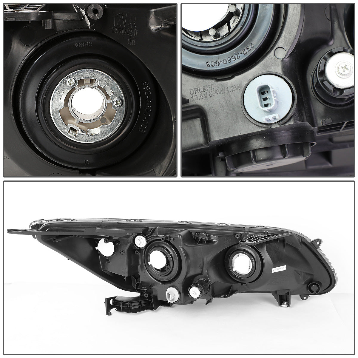 FAROS OE STYLE - 13-15 HONDA ACCORD 4-DOOR EX-L V-6; TOURING; SEDAN; HALOGEN - W/ LED DAYTIME RUNNING LIGHTS - USES 9005 HIGH/H11 LOW BEAM BULBS - LEFT