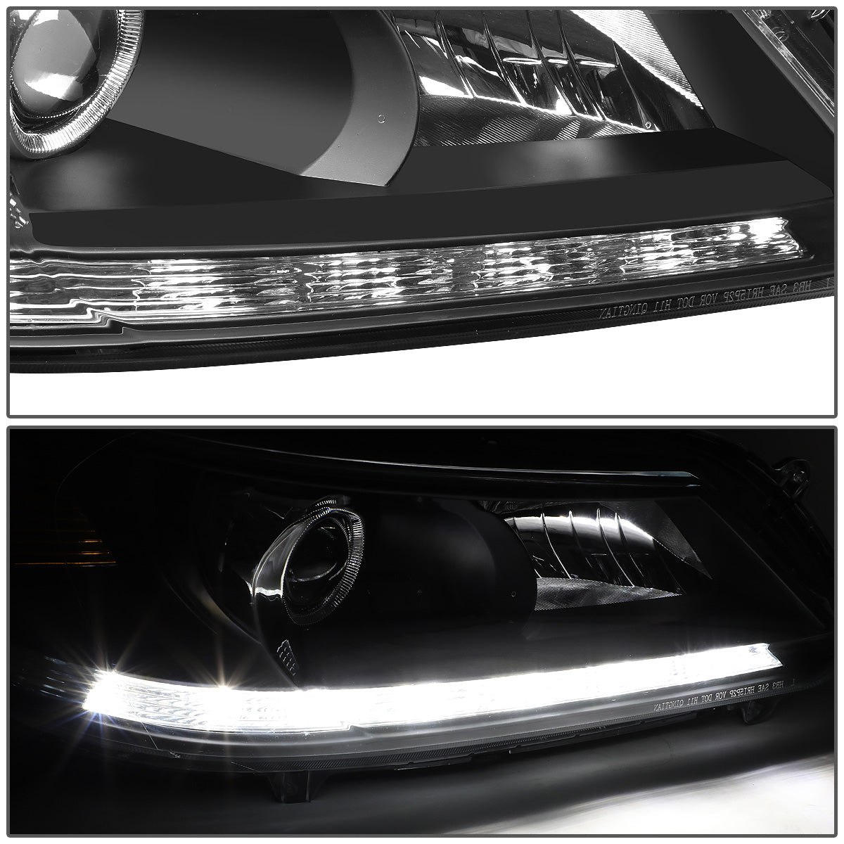 FAROS OE STYLE - 13-15 HONDA ACCORD 4-DOOR EX-L V-6; TOURING; SEDAN; HALOGEN - W/ LED DAYTIME RUNNING LIGHTS - USES 9005 HIGH/H11 LOW BEAM BULBS - RIGHT