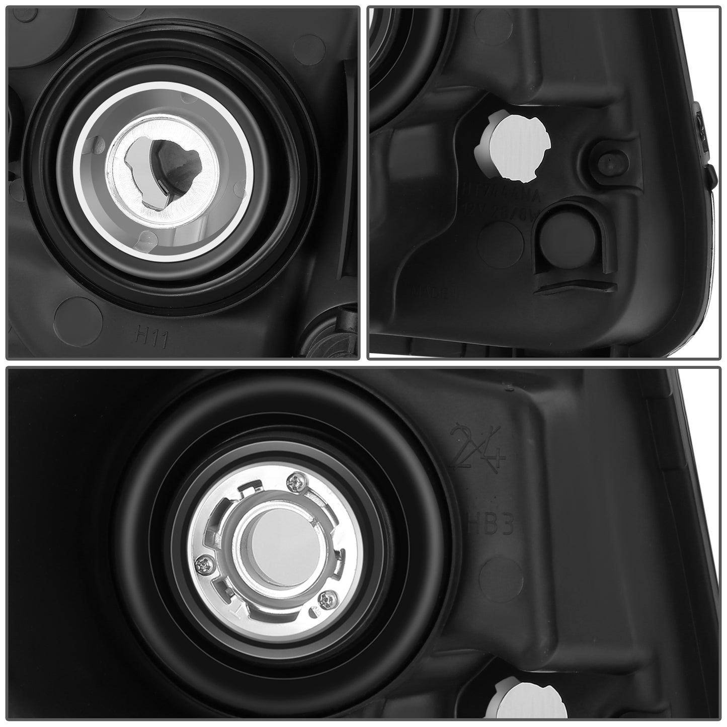 FAROS OE STYLE - 11-13 JEEP GRAND CHEROKEE - H11 LOW / 9005 HIGH / 12961 MARKER / 7443NA TURN SIGNAL - CHROME HOUSING - LEFT