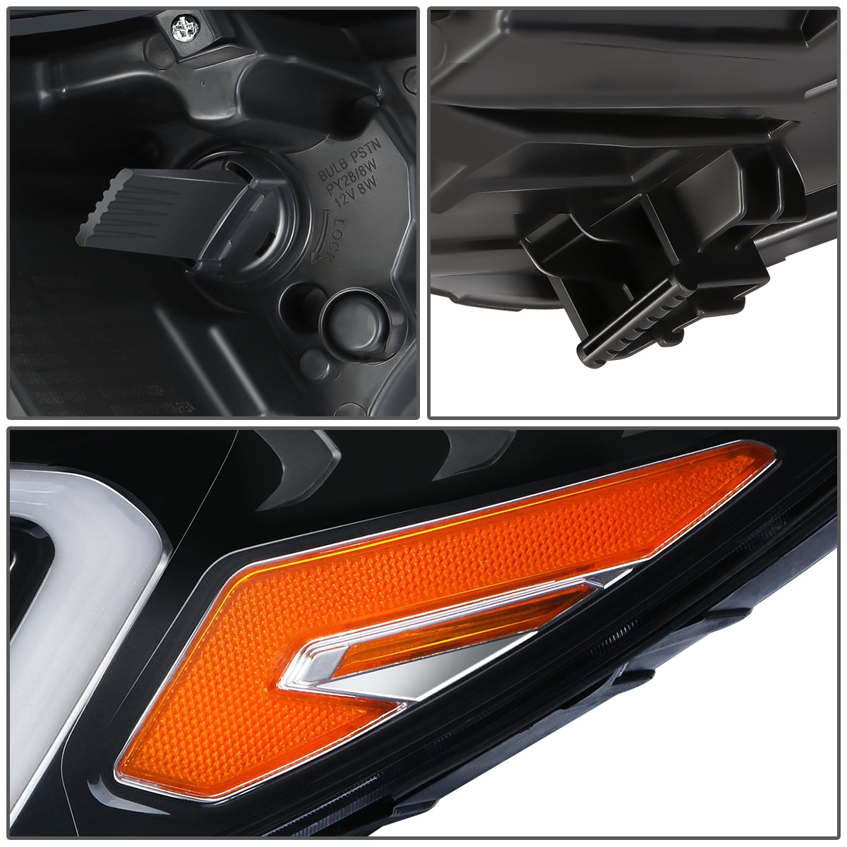FAROS OE STYLE - 19-21 HYUNDAI TUCSON - USES 9005 HIGH / H7 LOW BEAM BULBS / 2357A TURN SIGNAL - FITS HALOGEN LAMP MODELS W/O LED POSITION LAMP - LEFT - OE STYLE - BLACK