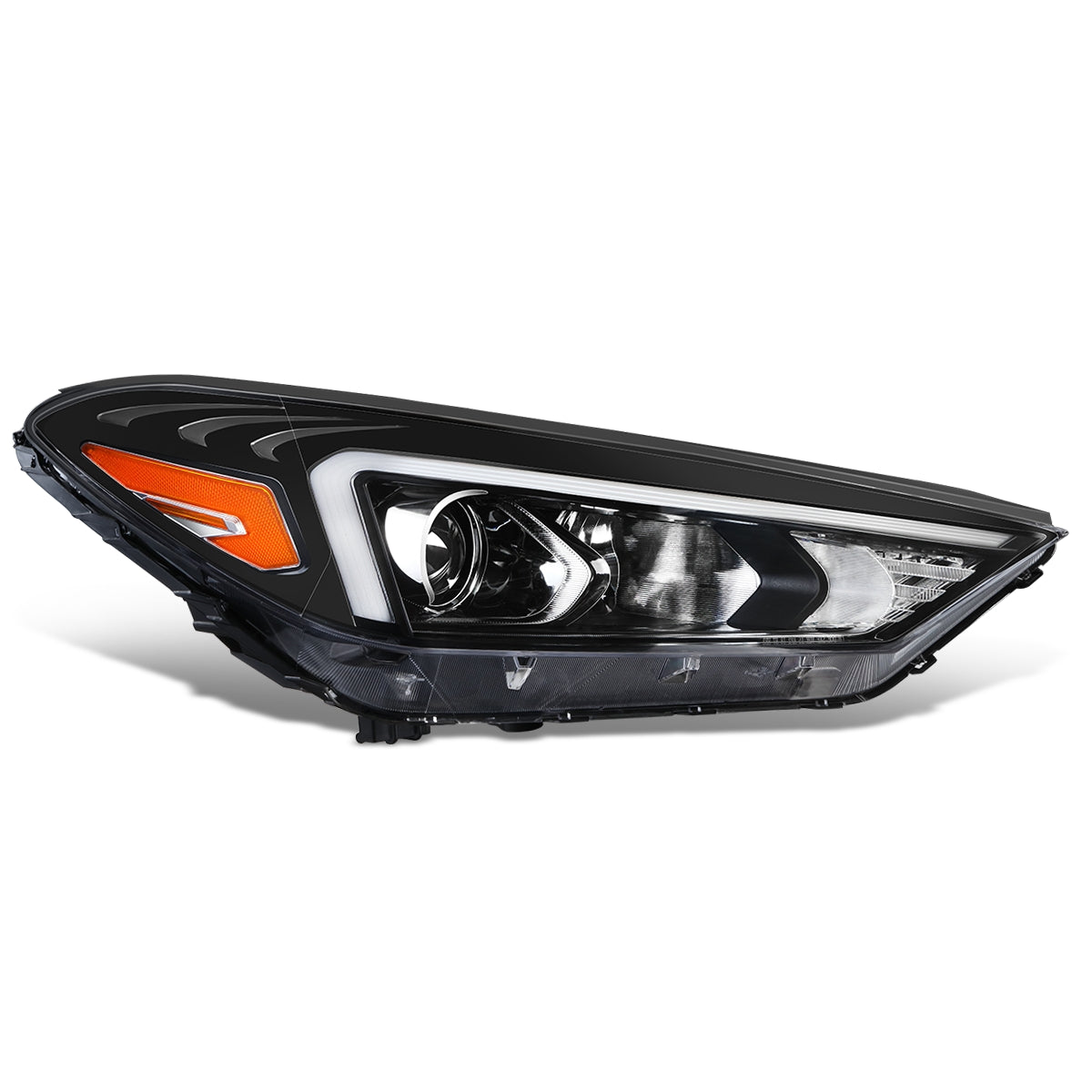 FAROS OE STYLE - 19-21 HYUNDAI TUCSON - USES 9005 HIGH / H7 LOW BEAM BULBS / 2357A TURN SIGNAL - FITS HALOGEN LAMP MODELS W/O LED POSITION LAMP - RIGHT - OE STYLE - BLACK