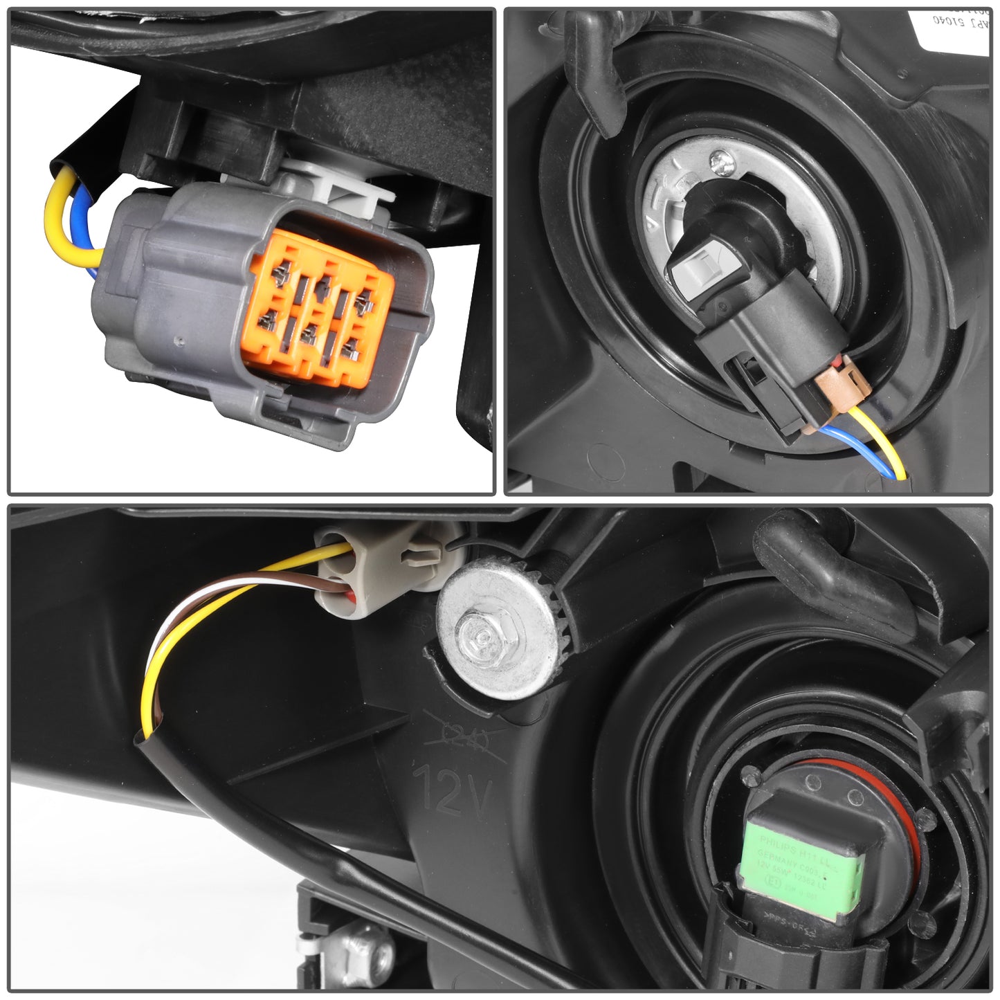 FAROS OE STYLE - 17-18 MAZDA 3 - FITS MODELS WITH FACTORY HALOGEN HEADLIGHTS ONLY - 168 SIDE MARKER, 9005 HIGH BEAM, H11 LOW BEAM - LEFT