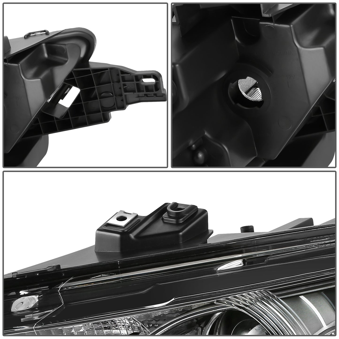 FAROS OE STYLE - 13-19 FORD TAURUS - FITS MODELS WITH FACTORY HALOGEN HEADLIGHTS - 9012 HIGH / LOW BEAM / 3457NA TURN SIGNAL / WY5W SIDE MARKER - BLACK HOUSING - LEFT