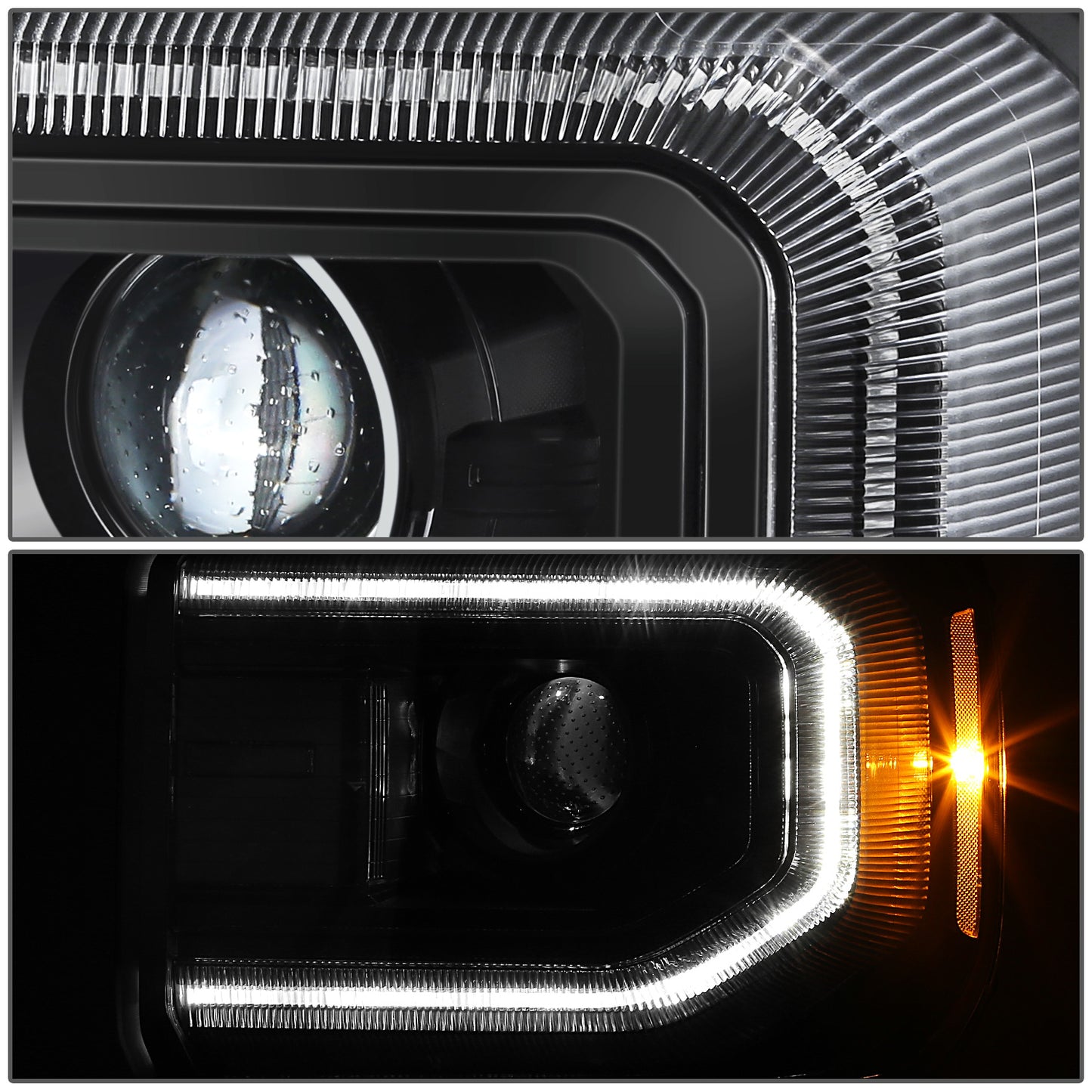 FAROS OE STYLE - 16-18 GMC SIERRA 1500 / 19 GMC SIERRA 1500 LIMITED - HID DRL HEADLIGHT - D5S HEADLIGHT / 7443NA TURN SIGNAL - BLACK HOUSING / CLEAR REFLECTOR - LEFT AND RIGHT SET