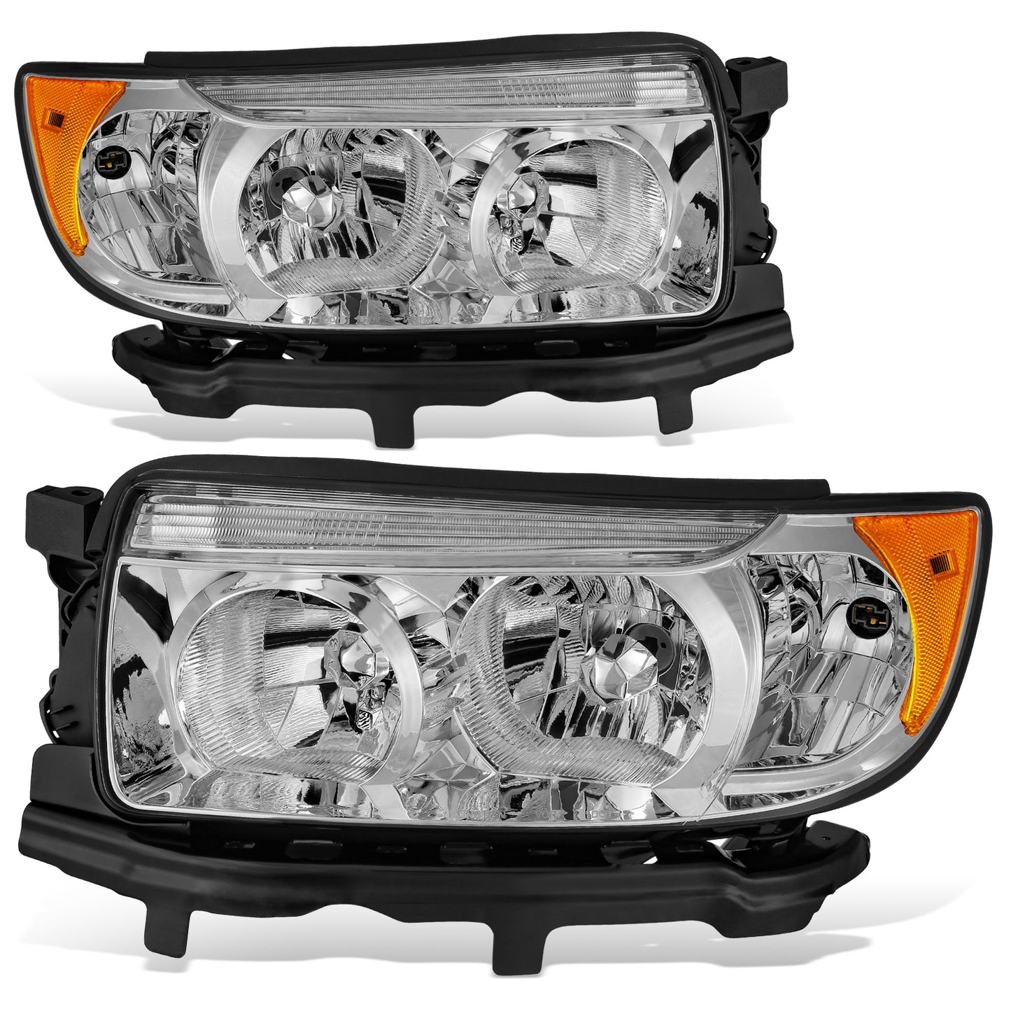 FAROS OE STYLE - 06-08 SUBARU FORESTER - FITS MODELS WITH FACTORY HALOGEN HEADLIGHTS - FITS MODELS WITHOUT SPORT PACKAGE - H1 LOW / 9005 HIGH / 168 MARKER / 7440NA TURN SIGNAL - CHROME HOUSING / AMBER REFLECTOR - LEFT AND RIGHT