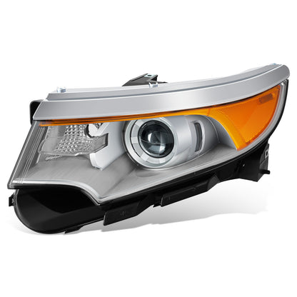 FAROS OE STYLE - 11-14 FORD EDGE - HID HEADLIGHT - D3S HEADLIGHT / 3457A TURN SIGNAL - CHROME HOUSING / AMBER REFLECTOR - LEFT