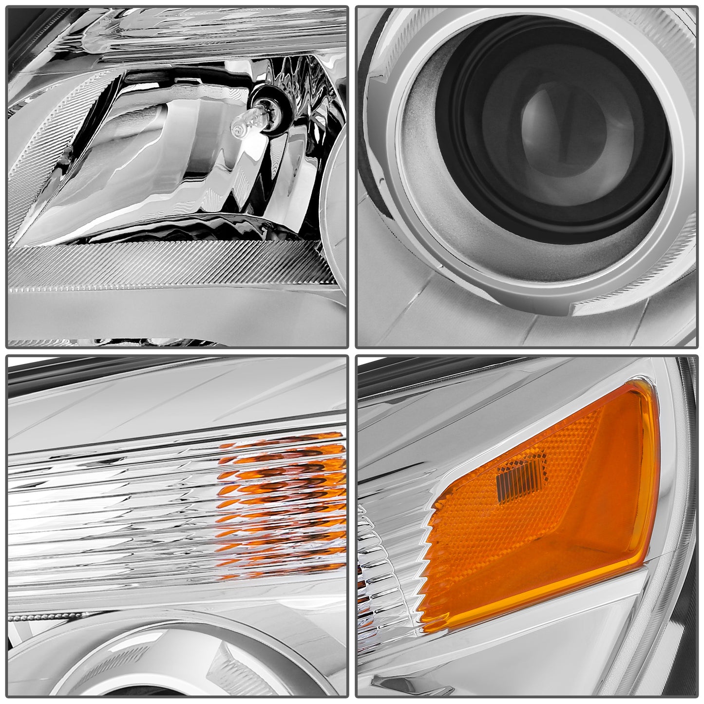 FAROS OE STYLE - 10-15 CHEVY EQUINOX - FITS LTZ MODELS - PROJECTOR HEADLIGHT - H11 LOW / 9005 HIGH / 194 MARKER / 7443NA TURN SIGNAL - CHROME HOUSING / AMBER REFLECTOR - LEFT