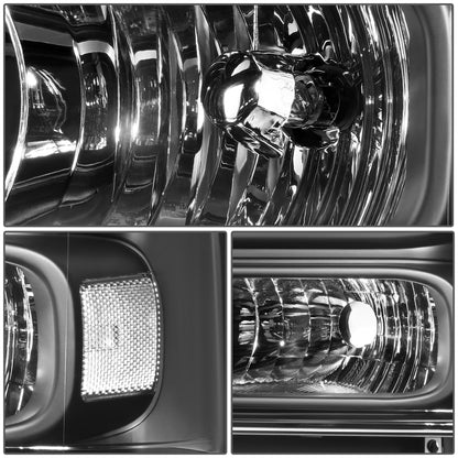 FAROS 04 FORD SUPER DUTY ONE PIECE HEADLIGHT WITH WIRE BULBS AND INSTRUCTION (BLACK HOUSING WITH CLEAR REFLECTOR)