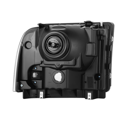 FAROS 04 FORD SUPER DUTY ONE PIECE HEADLIGHT WITH WIRE BULBS AND INSTRUCTION (BLACK HOUSING WITH CLEAR REFLECTOR)