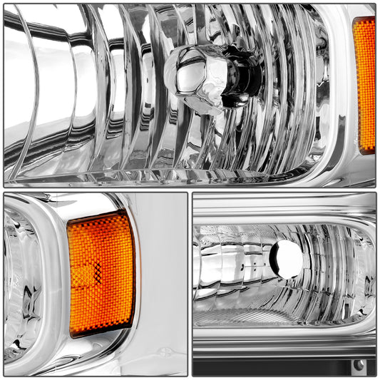 FAROS 04 FORD SUPER DUTY ONE PIECE HEADLIGHT WITH WIRE BULBS AND INSTRUCTION (CHROME HOUSING WITH AMBER REFLECTOR)