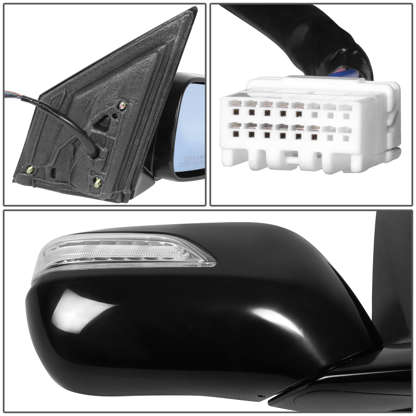 RETROVISOR MIRROR - OE STYLE - ACURA MDX 07-09 - WITH POWER WITH HEATED GLASS WITH MEMORY WITH SIGNAL - PASSENGER SIDE - PAINT TO MATCH - BLACK