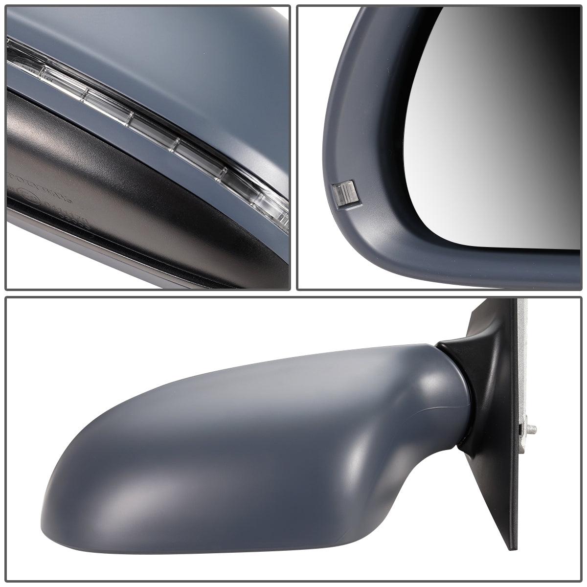 RETROVISOR MIRROR - 09-10 AUDI A3 - POWERED - HEATED - W/ SIGNAL - W/O DIMMER - FOLDING - OEM - LEFT - PRIMED GREY