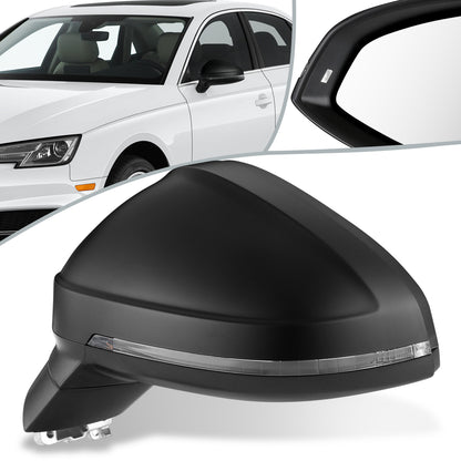RETROVISOR MIRROR - 17-19 AUDI A4, A4 ALLROAD, S4 - POWERED - HEATED - W/ SIGNAL - W/ LANE DEPARTURE - OEM - LEFT - PRIMED BLACK
