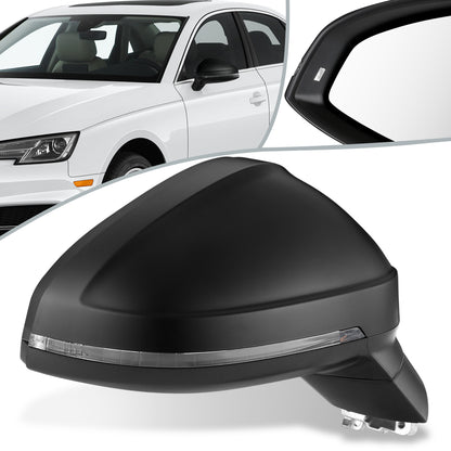 RETROVISOR MIRROR - 17-19 AUDI A4, A4 ALLROAD, S4 - POWERED - HEATED - W/ SIGNAL - FOLDING - W/ LANE DEPARTURE - OEM - RIGHT - PRIMED BLACK