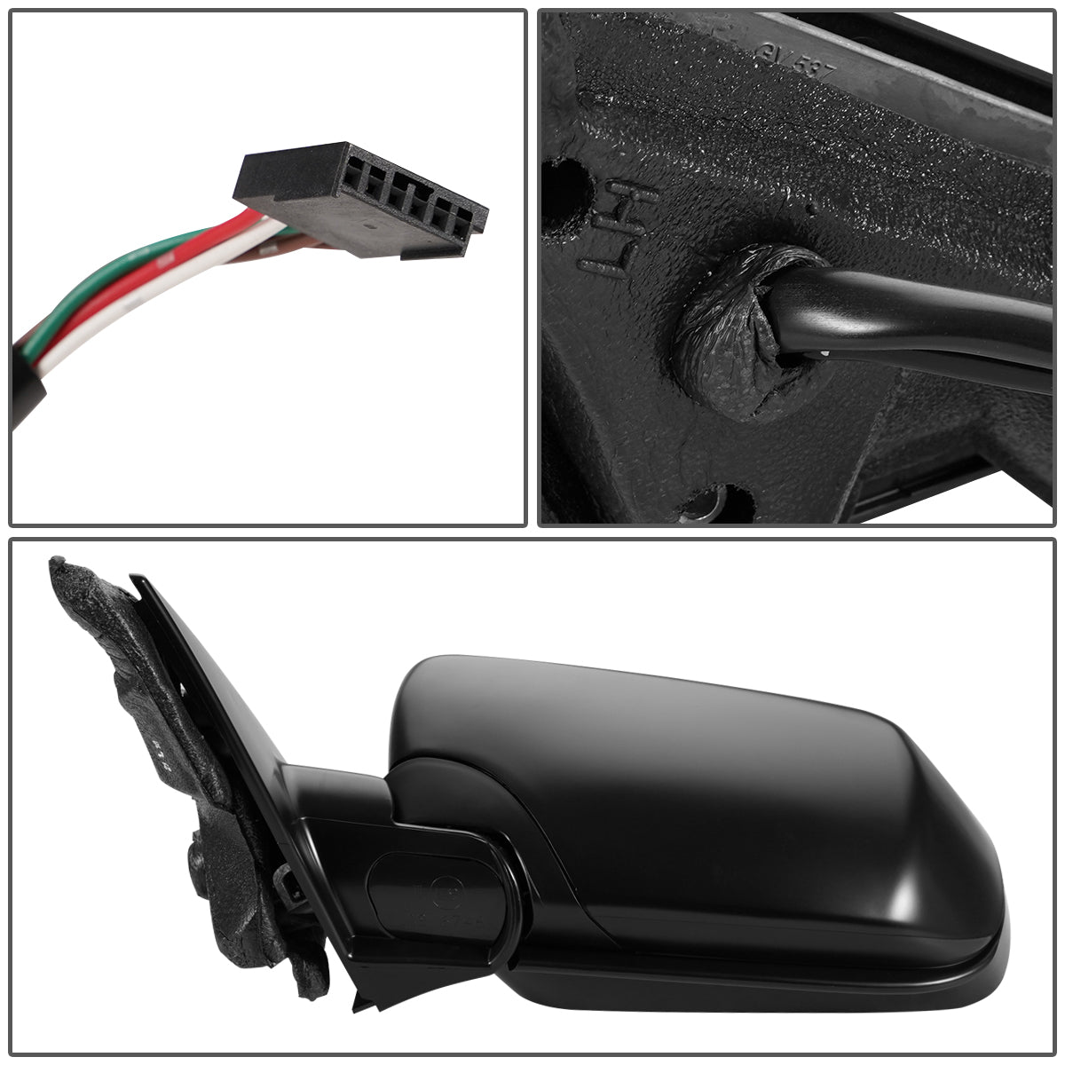 RETROVISOR MIRROR - 02-05 BMW 320I, 325I, 02-06 BMW330I SEDAN, 99-00 BMW 323I - POWERED - HEATED - FOLDING - OEM - LEFT - PRIMED BLACK