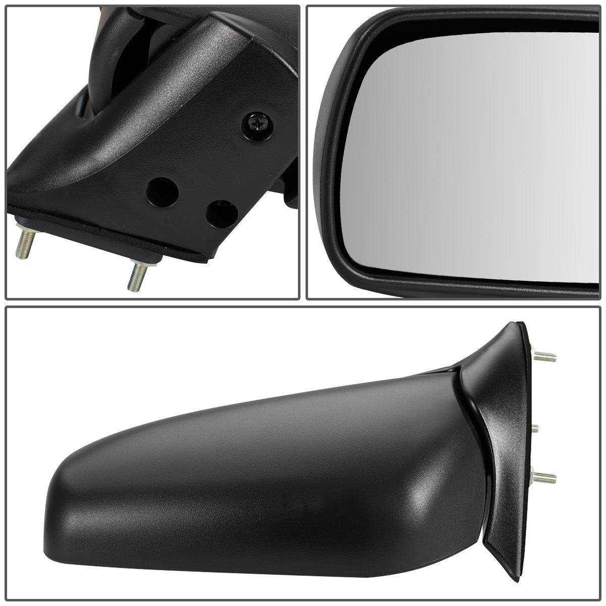 RETROVISOR MIRROR - 91-95 DODGE CARAVAN, VOYAGER, TOWN & COUNTRY - MANUAL - FOLDING - OEM - LEFT - TEXTURED/BLACK