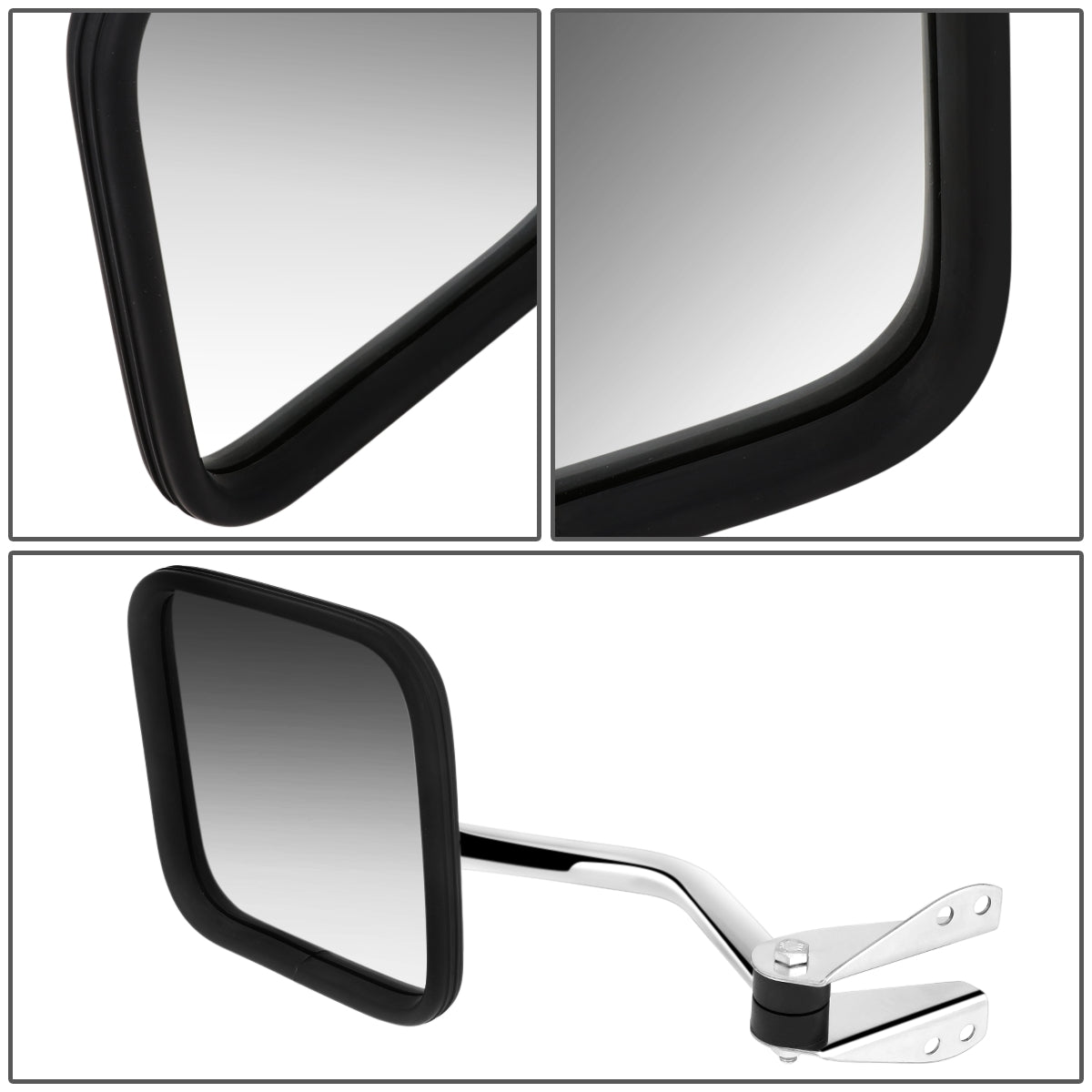 RETROVISOR MIRROR - 60-66 JEEP CJ3 / 60-83 JEEP CJ5 / 66-68 JEEP CJ5A, CJ6A / 60-75 JEEP CJ6 / 76-86 JEEP CJ7 / 81-85 JEEP SCRAMBLER / 59 JEEP TRUCK - MANUAL - FOLDING - OEM - LEFT - CHROME