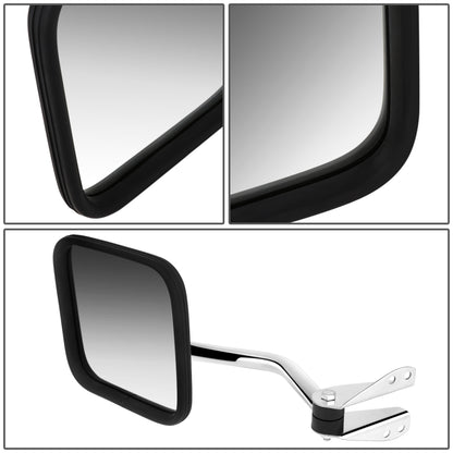 RETROVISOR MIRROR - 60-66 JEEP CJ3 / 60-83 JEEP CJ5 / 66-68 JEEP CJ5A, CJ6A / 60-75 JEEP CJ6 / 76-86 JEEP CJ7 / 81-85 JEEP SCRAMBLER / 59 JEEP TRUCK - MANUAL - FOLDING - OEM - LEFT - CHROME