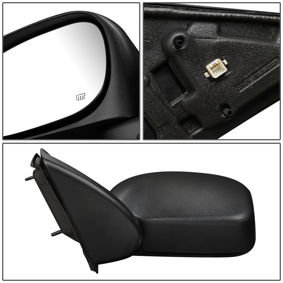 RETROVISOR MIRROR - 02-08 DODGE RAM / 03-09 DODGE RAM 2500, 3500 - POWERED - HEATED - FOLDING - OEM - LEFT - PAINTABLE - BLACK