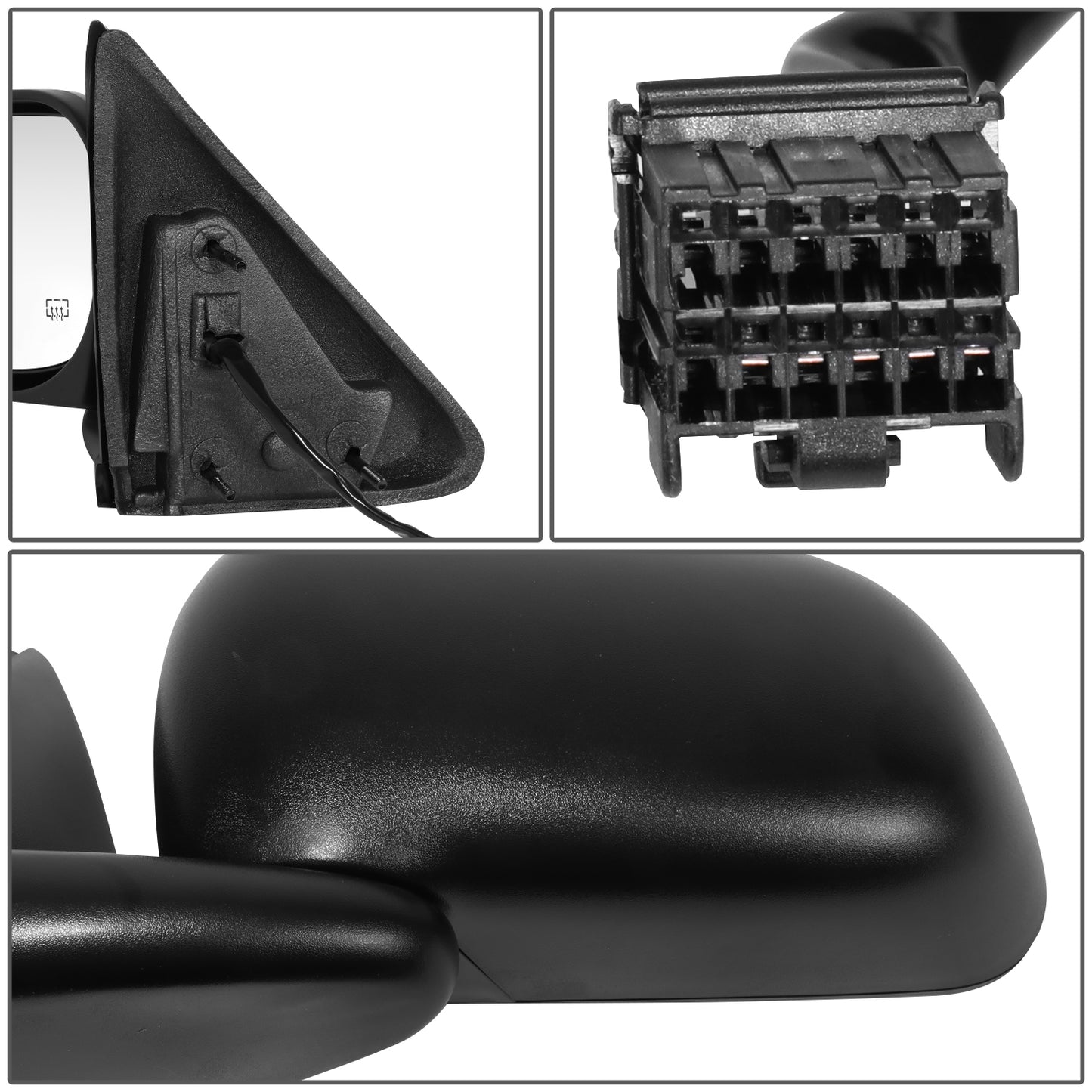 RETROVISOR MIRROR - OE STYLE - DODGE DAKOTA 05-11 - MITSUBISHI RAIDER 06-09 - RAM DAKOTA 11 - WITH POWER WITH HEATED GLASS - DRIVER SIDE - PAINT TO MATCH - BLACK