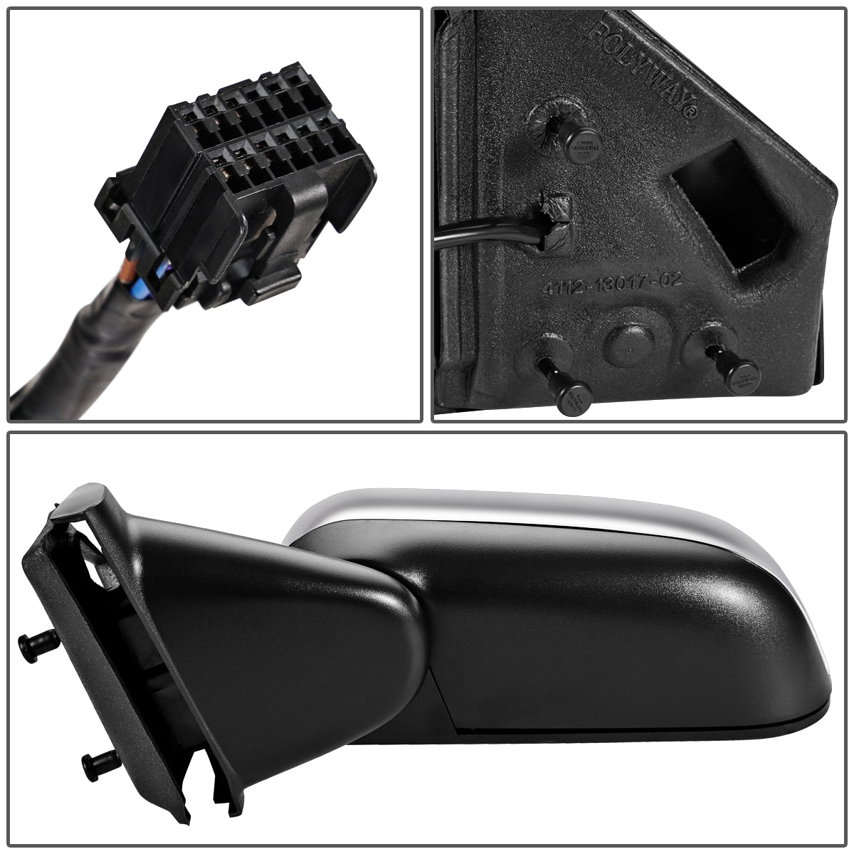 RETROVISOR MIRROR - 07-09 CHRYSLER ASPEN - POWERED - HEATED - W/ MEMORY - OEM - LEFT - TEXTURED/BLACK