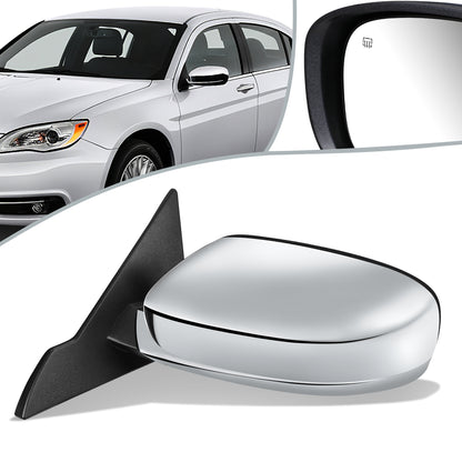 RETROVISOR MIRROR - 11-13 CHRYSLER 200, CONVERTIBLE - POWERED - FOLDING - OEM - LEFT - CHROME