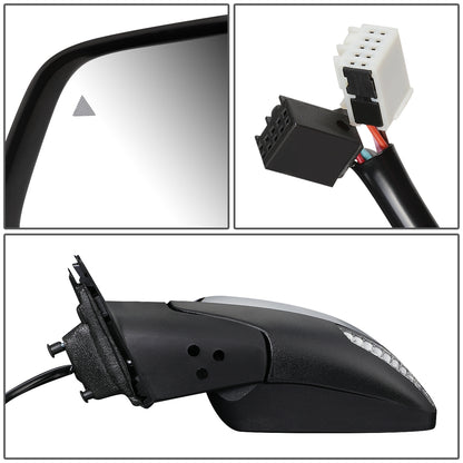 RETROVISOR MIRROR - OEM - 11-13 JEEP GRAND CHEROKEE - POWERED - HEATED - WITH SIGNAL - WITH MEMORY - FOLDING - W/ BSD - W/O DIMMER - W/ CHROME COVER - LEFT