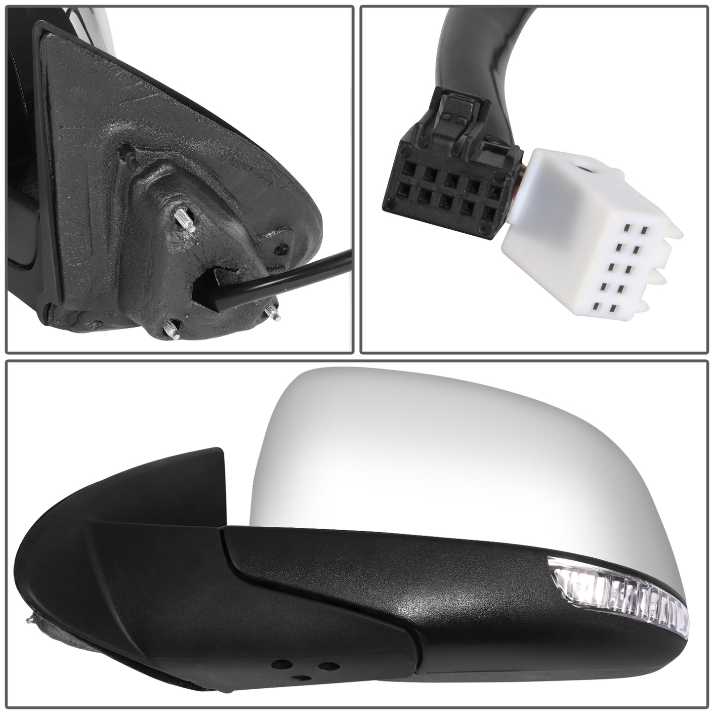 RETROVISOR MIRROR - OE STYLE - DODGE DURANGO 11-22 - WITH POWER WITH HEATED GLASS WITH TURN SIGNAL CHROME COVER - DRIVER SIDE - SMOOTH - BLACK / CHROME