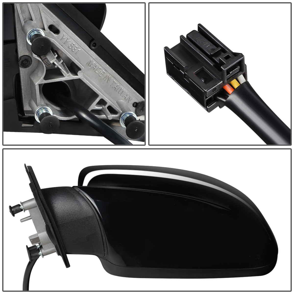 RETROVISOR MIRROR - OEM - 11-18 DODGE CHARGER - POWER MIRROR ADJUSTMENT - HEATED - FOLDING - W/O MEMORY, BLIND SPOT DETECTION OR PUDDLE LAMP - ONLY FITS VEHICLES W/ MATCHING FUNCTIONS AS MIRROR - PAINTABLE - BLACK - LEFT