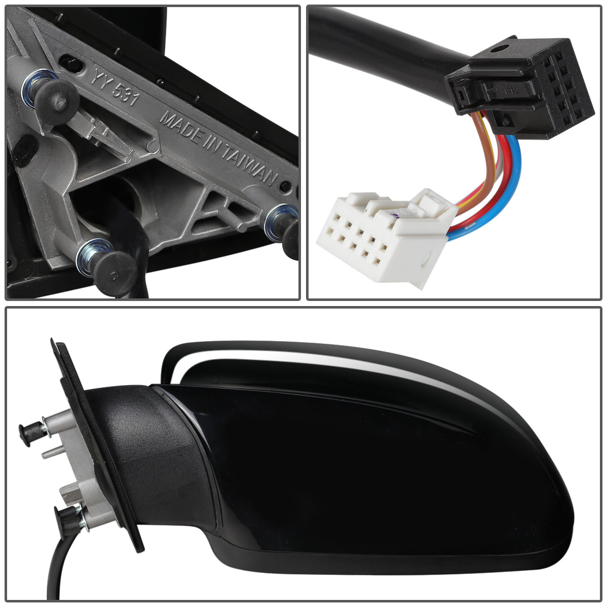 RETROVISOR MIRROR - OEM - 11-16 DODGE CHARGER - POWER MIRROR ADJUSTMENT - HEATED - FOLDING - MEMORY - W/O TURN SIGNAL OR PUDDLE LIGHT - PAINTABLE - ONLY FITS VEHICLES W/ MATCHING FUNCTIONS AS MIRROR - BLACK - LEFT