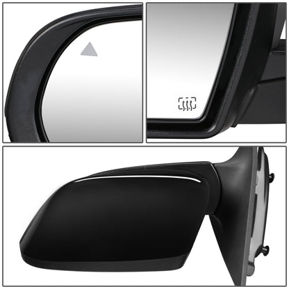 RETROVISOR MIRROR - OEM - 14-16 JEEP CHEROKEE - POWERED - HEATED - WITH SIGNAL - W/ PUDDLE - W/ BSD - W/ FOLDING - W/ BLACK MATERIAL - LEFT