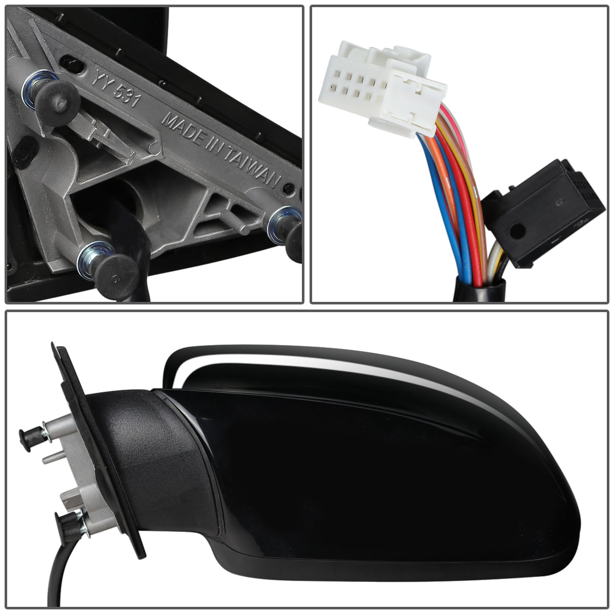 RETROVISOR MIRROR - OEM - 11-19 DODGE CHARGER - POWER MIRROR ADJUSTMENT - HEATED - FOLDING - MEMORY - BLIND SPOT DETECTION - W/O ASPHERICAL GLASS, TURN SIGNAL OR PUDDLE LAMP - PAINTABLE- ONLY FITS VEHICLES W/ MATCHING FUNCTIONS AS MIRROR - BLACK - LEFT