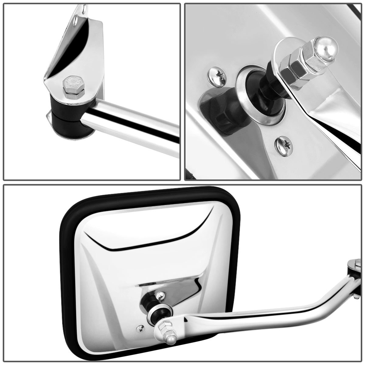 RETROVISOR MIRROR - OEM - 60-66 JEEP CJ3 / 60-83 JEEP CJ5 / 66-68 JEEP CJ5A / 60-75 JEEP CJ6 / 66-68 JEEP CJ6A / 76-86 JEEP CJ7 / 81-85 JEEP SCRAMBLER / 1959 JEEP TRUCK - MANUAL - CHROME - RIGHT