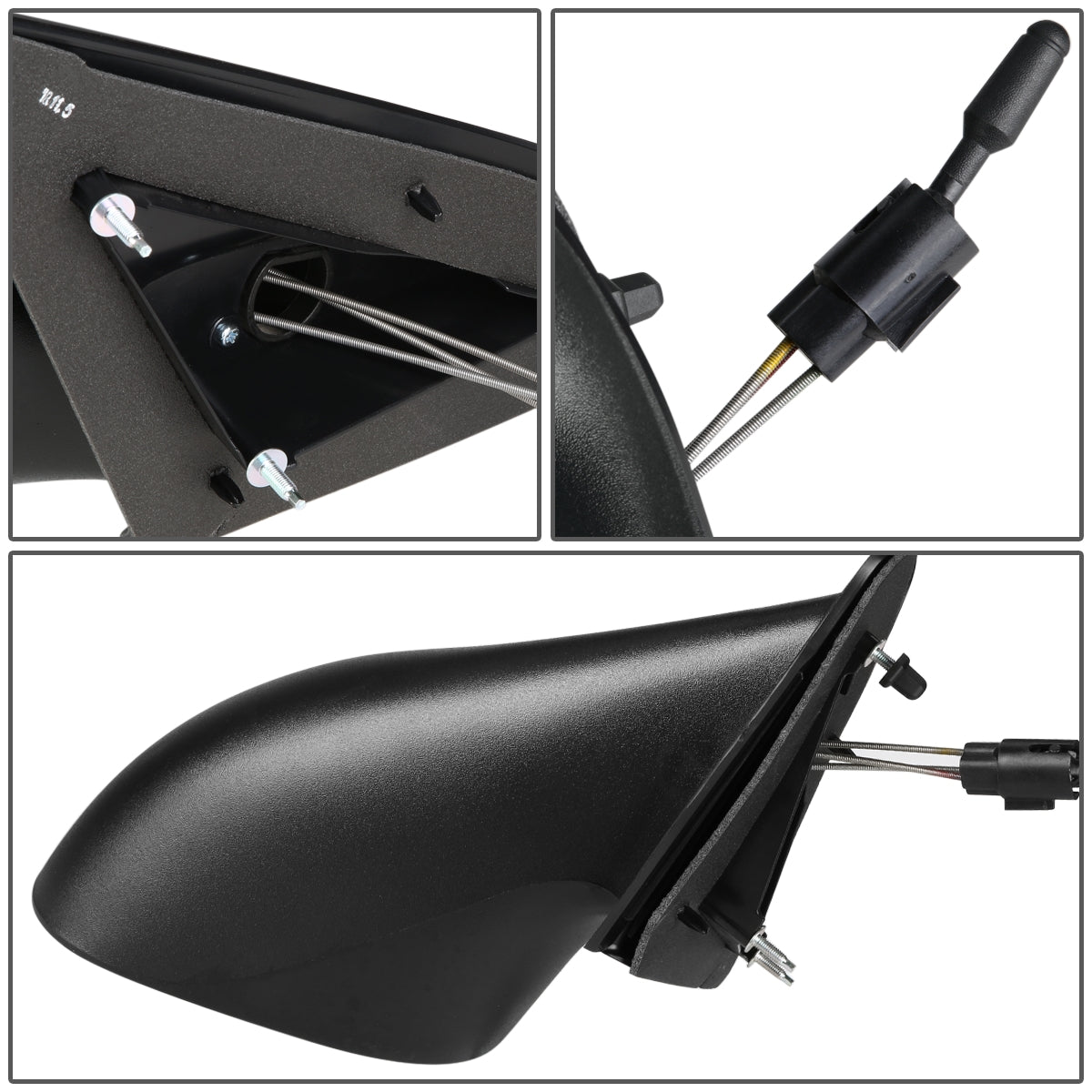 RETROVISOR MIRROR - OEM - 00-05 DODGE NEON / 00-01 PLYMOUTH NEON - MANUAL - PAINTABLE - BLACK - RIGHT