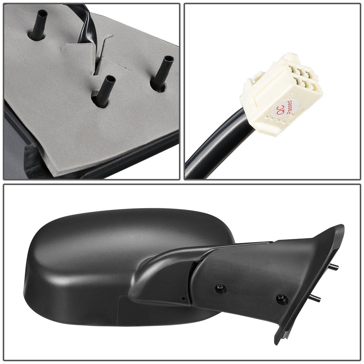 RETROVISOR MIRROR - OEM - 98-01 DODGE RAM 1500 / 98-02 DODGE RAM 2500, 3500 - POWERED - HEATED - TEXTURED - BLACK - RIGHT