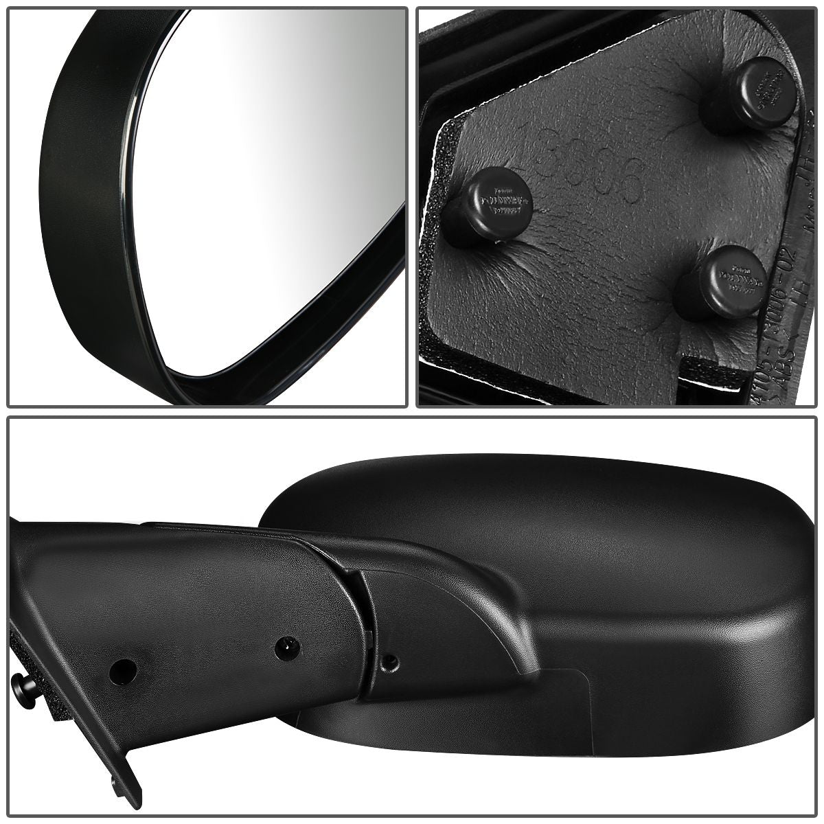 RETROVISOR MIRROR - OEM - 98-01 DODGE RAM 1500 / 98-02 DODGE RAM 2500, 3500 - MANUAL - TEXTURED - BLACK - RIGHT