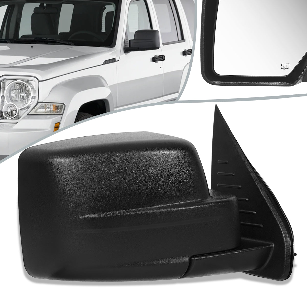 RETROVISOR MIRROR - OEM - 08-12 JEEP LIBERTY - POWERED - HEATED - TEXTURED - BLACK - RIGHT