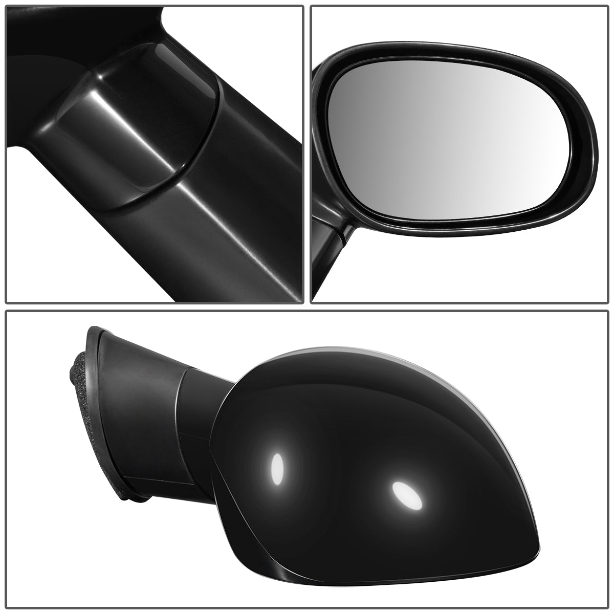 RETROVISOR MIRROR - OEM - 08-14 DODGE CHALLENGER - POWER MIRROR ADJUSTMENT - FOLDING - W/O TURN SIGNAL, PUDDLE LAMP OR HEATED GLASS - PAINTABLE - BLACK - RIGHT